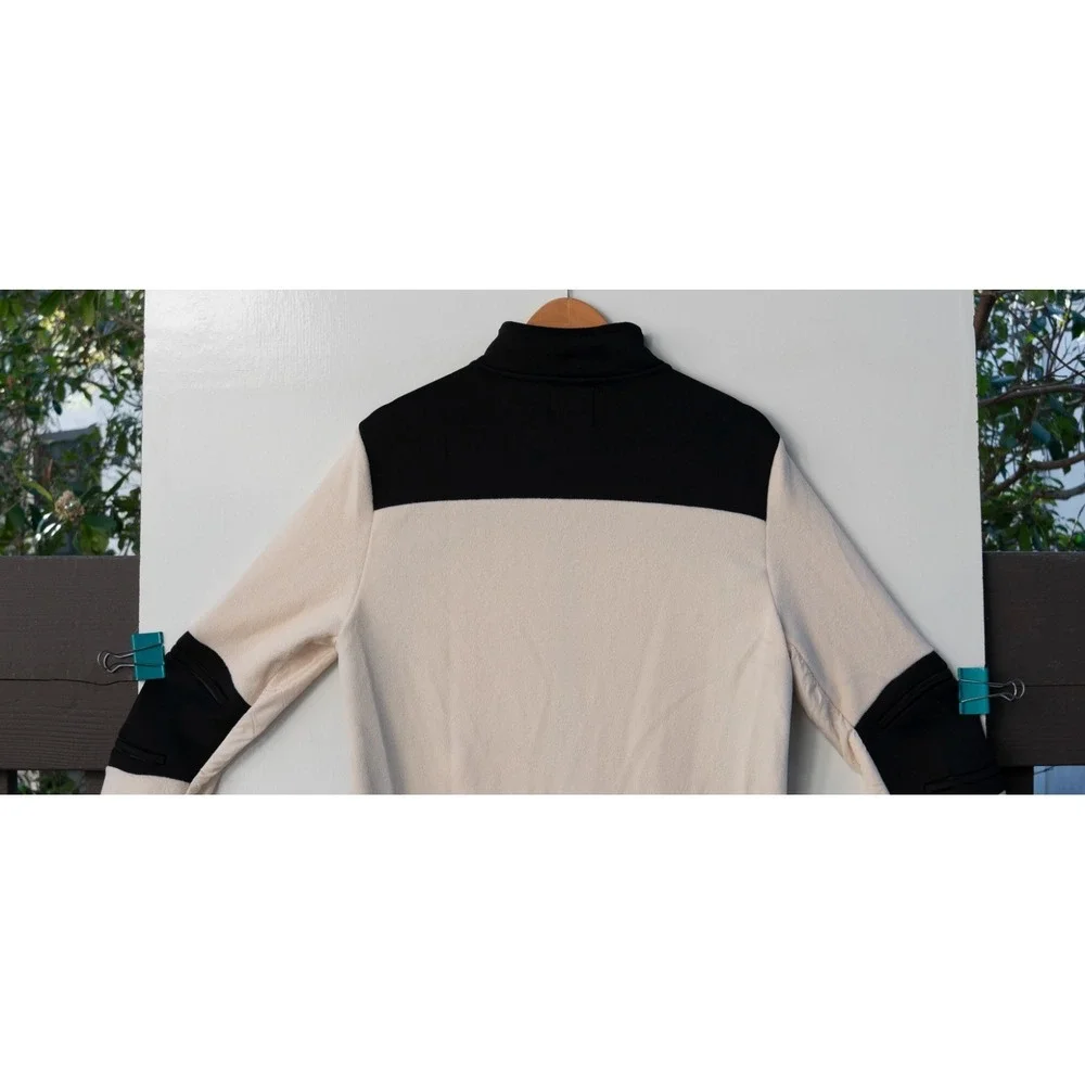 Stone Falcon‎ Men's Size Small White Black Full Zip Fleece Hoodie Jacket